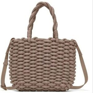 Zara Rope Woven Shopper Tote Mauve Taupe Bag NWT UNUSED